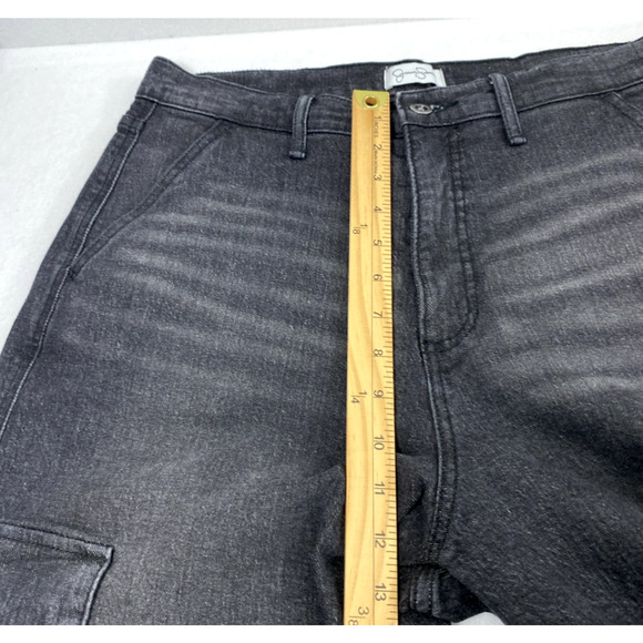 Jessica Simpson Cargo Jeans Women Size 10 High Rise Black Denim Wide Leg Pockets - Picture 9 of 13